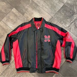 Nebraska Huskers Authentic 100% Leather Black and Red Men's Jacket size 3xl